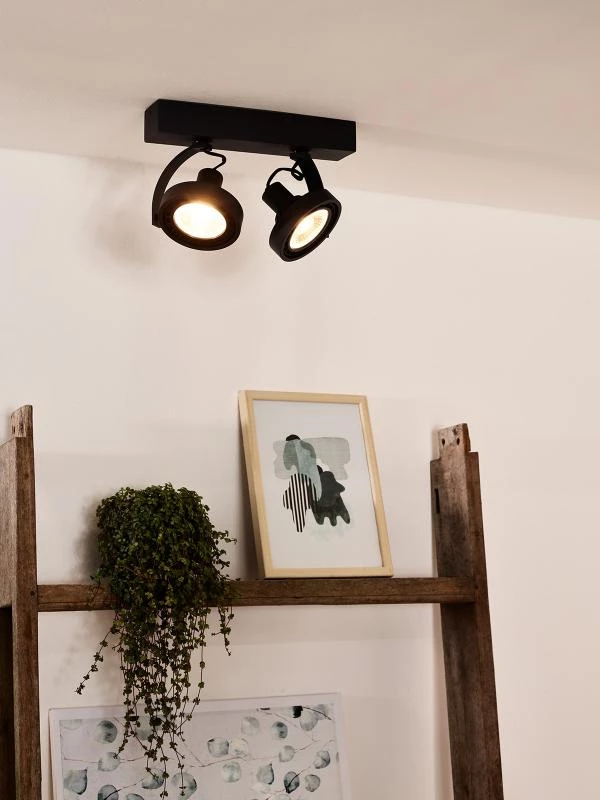 Lucide DORIAN - Spot plafond - LED Dim to warm - GU10 - 2x12W 2200K/3000K - Noir - ambiance 1